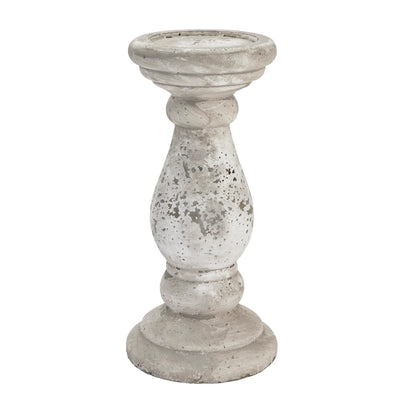 Distressed Rustic Stone Column Candle Holder
