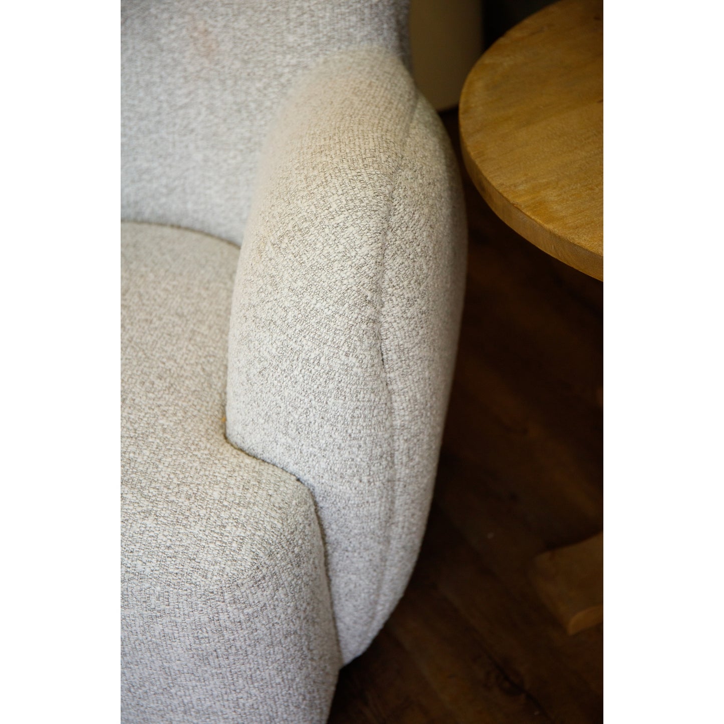 Huey Modern Curved Lounge Chair in Greige