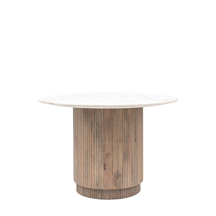 Elin Fluted Pedestal Dining Table with Marble Top