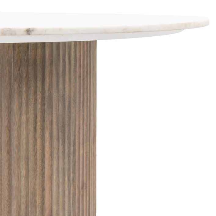Elin Fluted Pedestal Dining Table with Marble Top