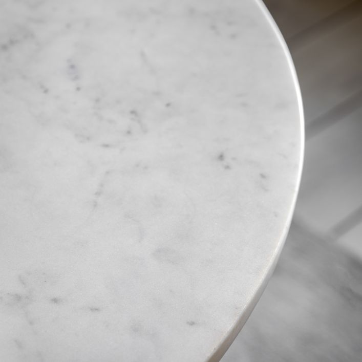Elin Fluted Pedestal Dining Table with Marble Top