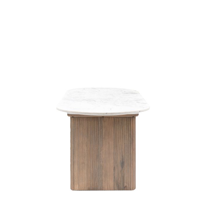 Elin Fluted Pedestal Dining Table with Marble Top