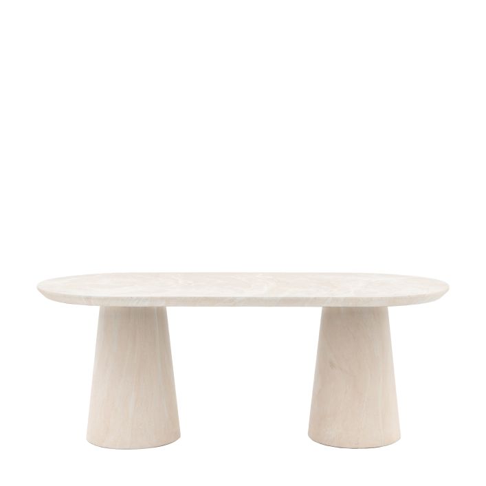 Petra Sculptural Stone-Look Dining Table in Round or Oval