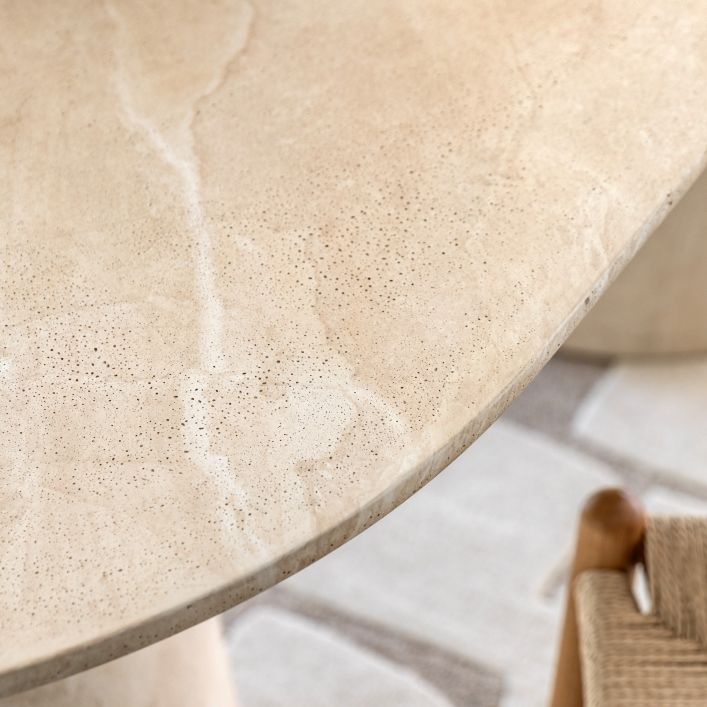 Petra Sculptural Stone-Look Dining Table in Round or Oval