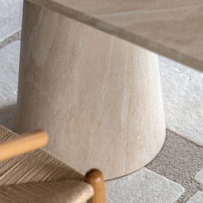 Petra Sculptural Stone-Look Dining Table in Round or Oval