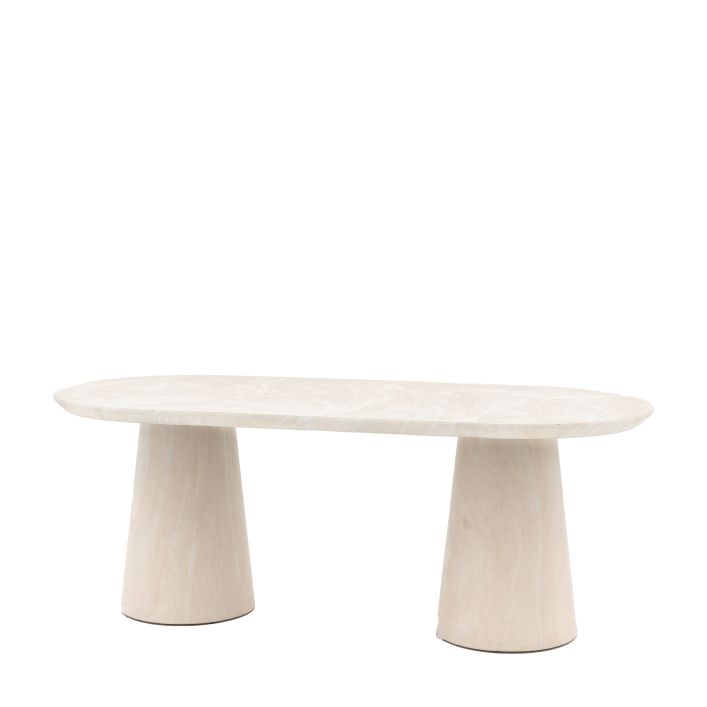 Petra Sculptural Stone-Look Dining Table in Round or Oval