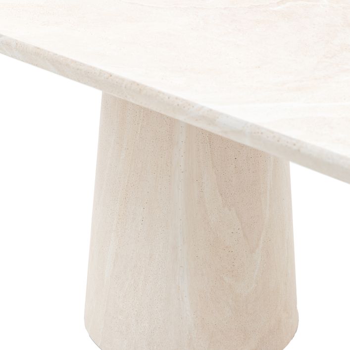 Petra Sculptural Stone-Look Dining Table in Round or Oval