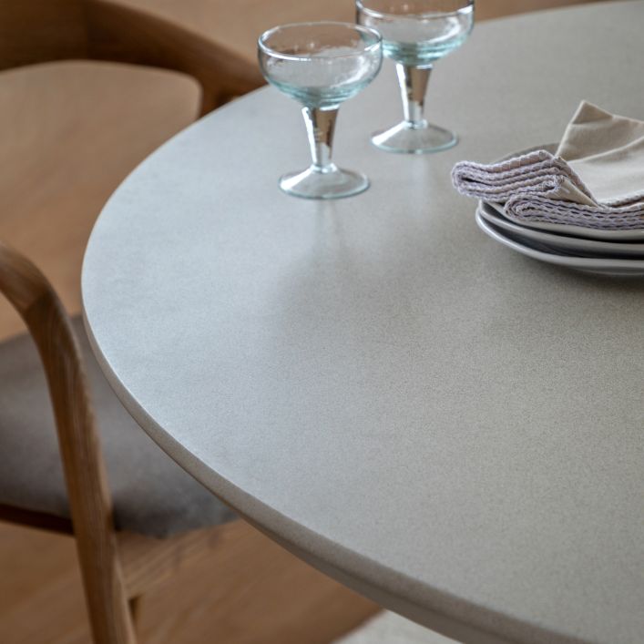 Petra Sculptural Stone-Look Dining Table in Round or Oval