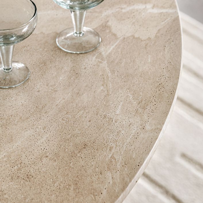 Petra Sculptural Stone-Look Dining Table in Round or Oval