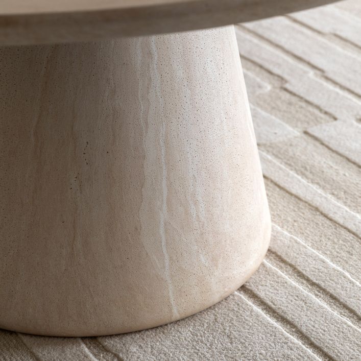 Petra Sculptural Stone-Look Dining Table in Round or Oval