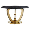 Black and Gold Tempered Glass Round Dining Table 130cm
