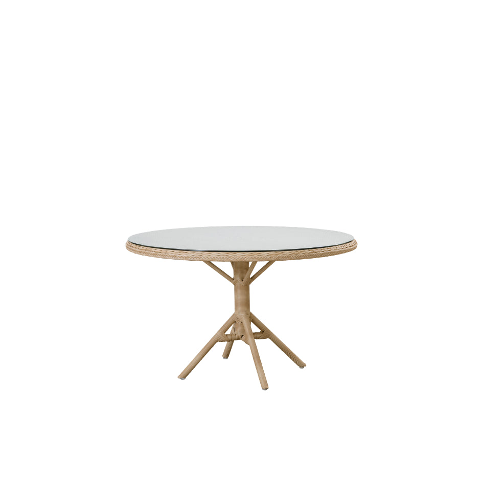 Sika-Design Exterior | Grace Round Garden Dining Table with Glass Top 120cm