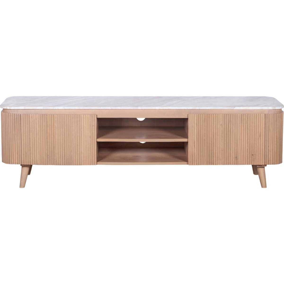 Alva Reeded Media Unit with Marble Top 170cm