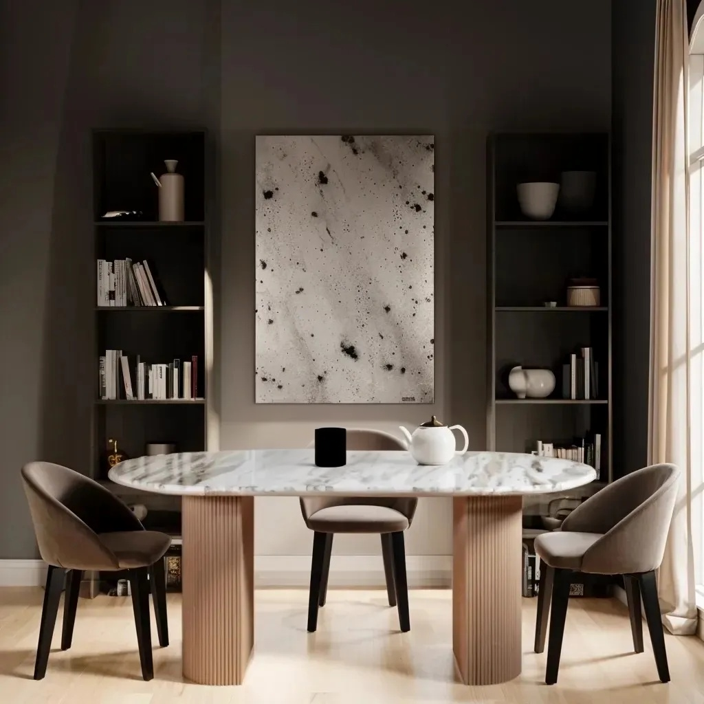 Alva 6-Seater Oval Marble Top Dining Table with Reeded Base 170cm