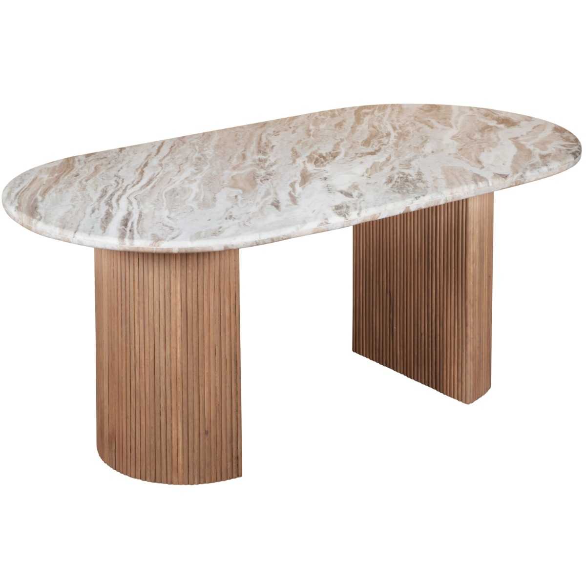 Alva 6-Seater Oval Marble Top Dining Table with Reeded Base 170cm
