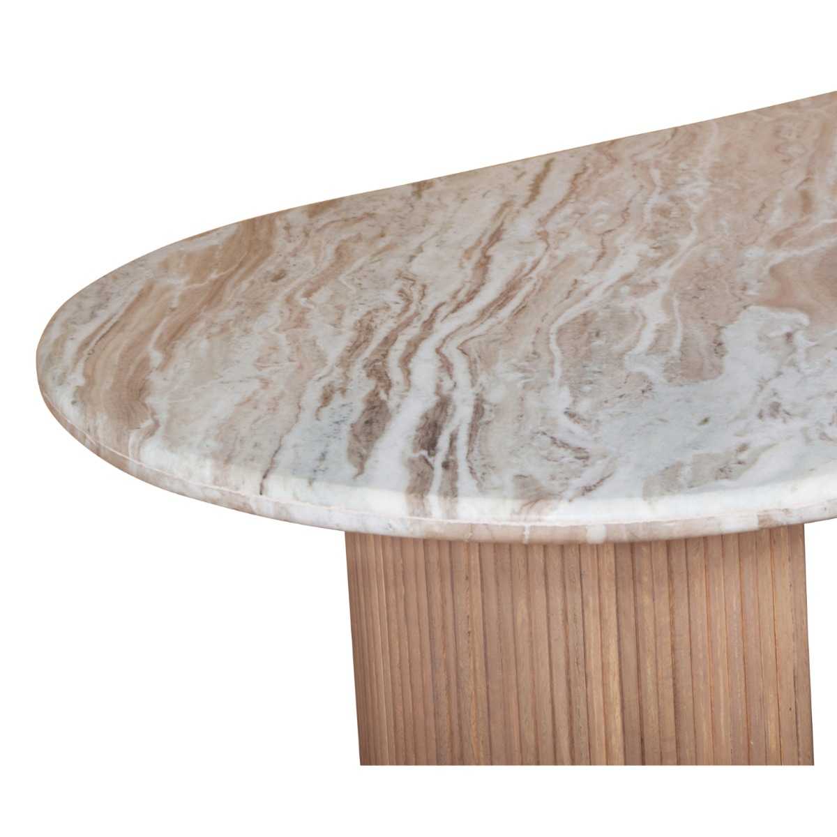 Alva 6-Seater Oval Marble Top Dining Table with Reeded Base 170cm