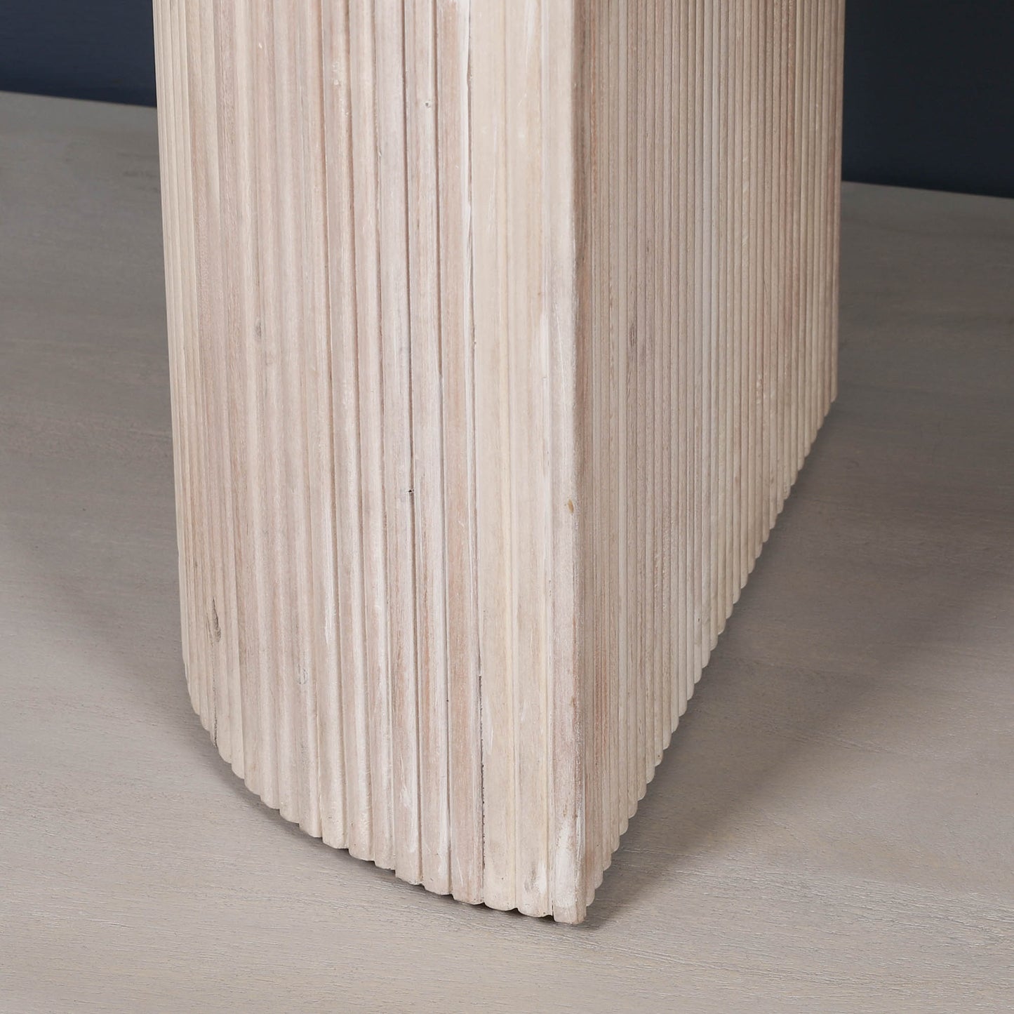 Oval Fluted Blanched Wood Dining Table 230cm