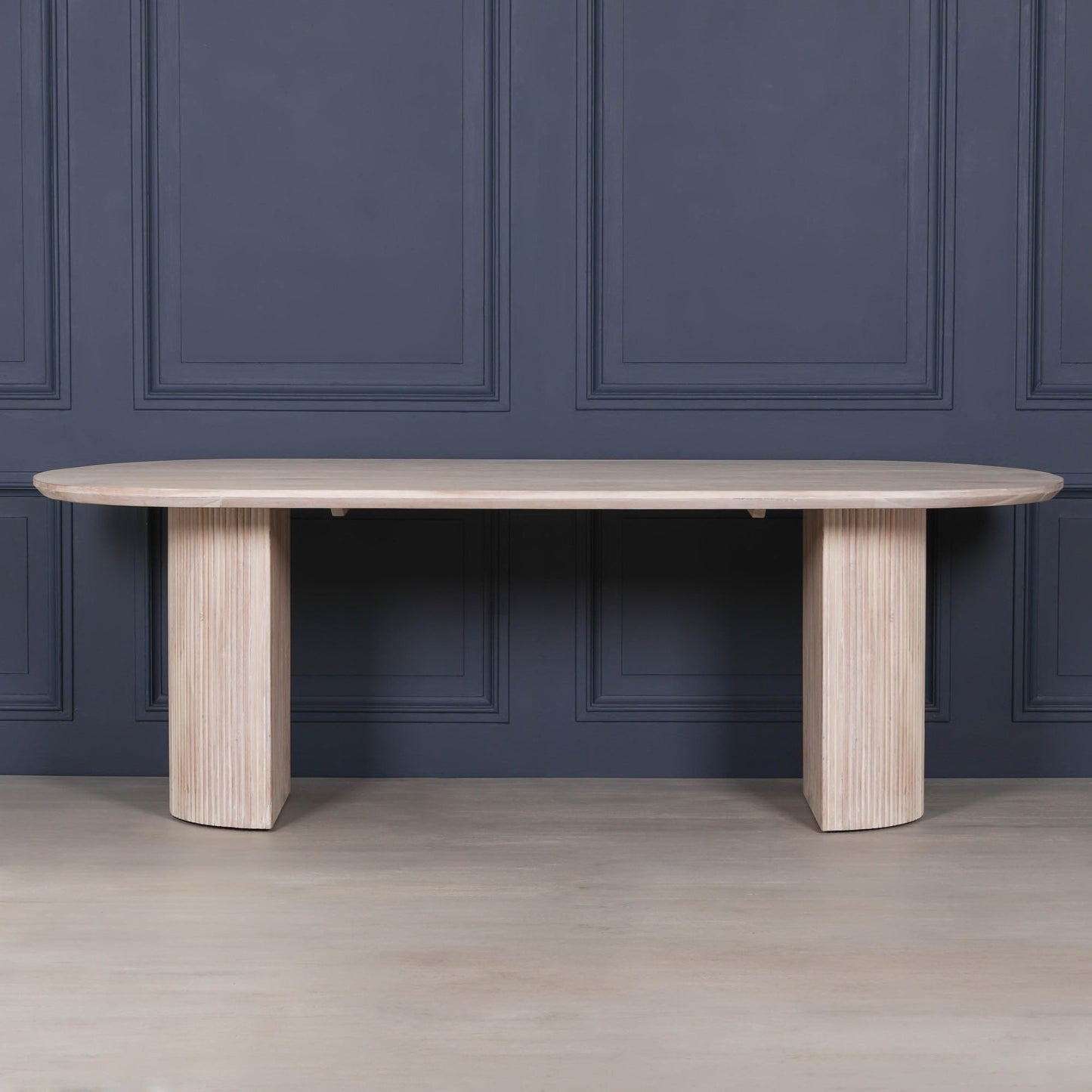 Oval Fluted Blanched Wood Dining Table 230cm