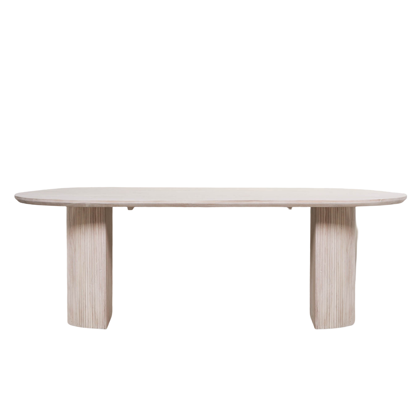 Oval Fluted Blanched Wood Dining Table 230cm