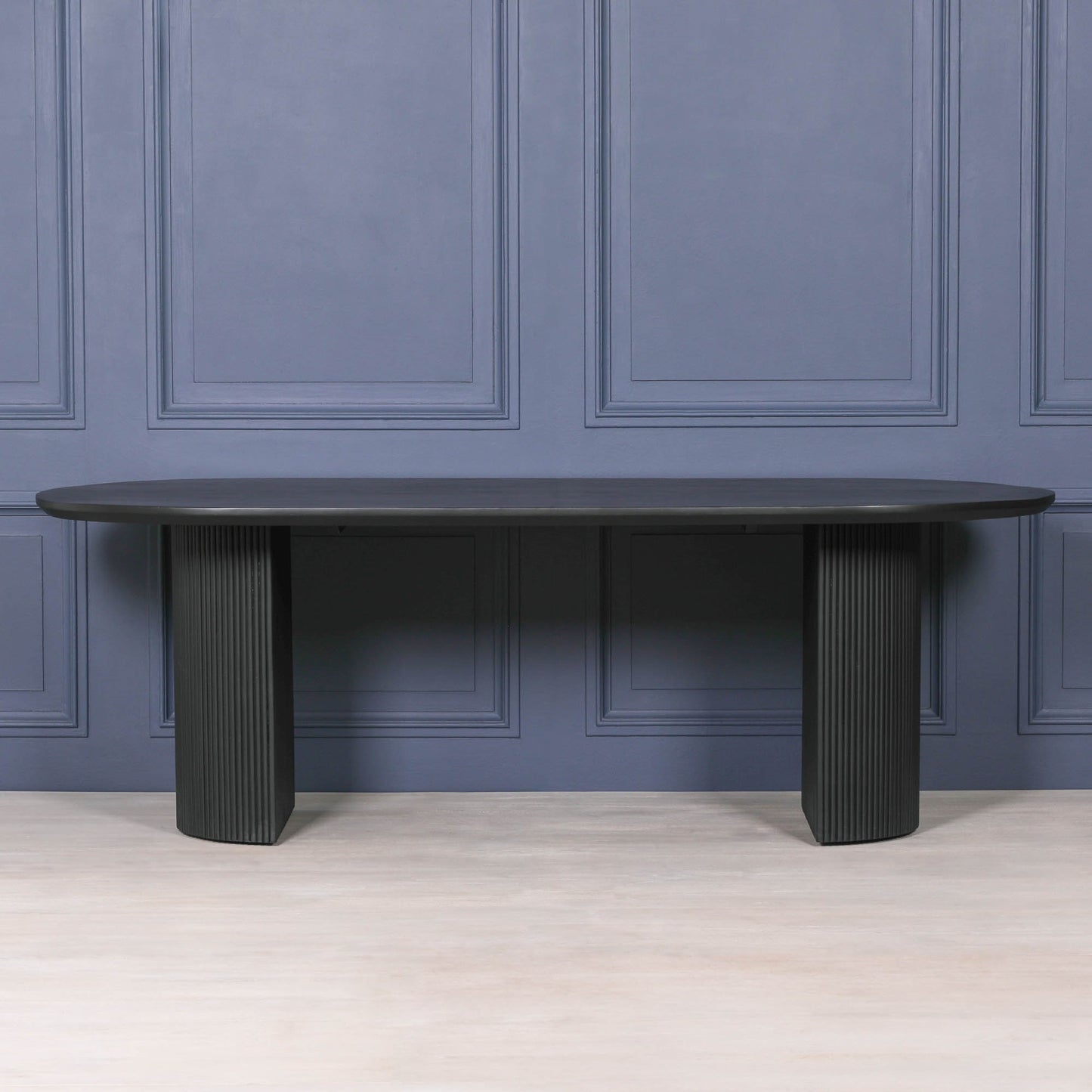 Oval Fluted Blanched Wood Dining Table 230cm