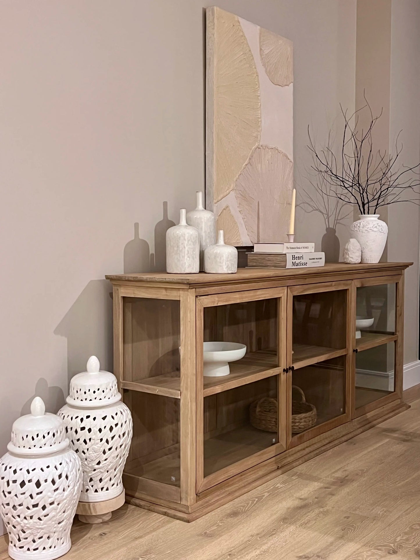 Vintage Style Bleached Sideboard Cabinet 195cm