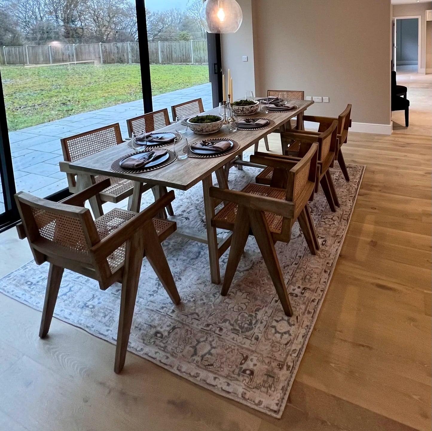 Rustic Mahogany Trestle Dining Table