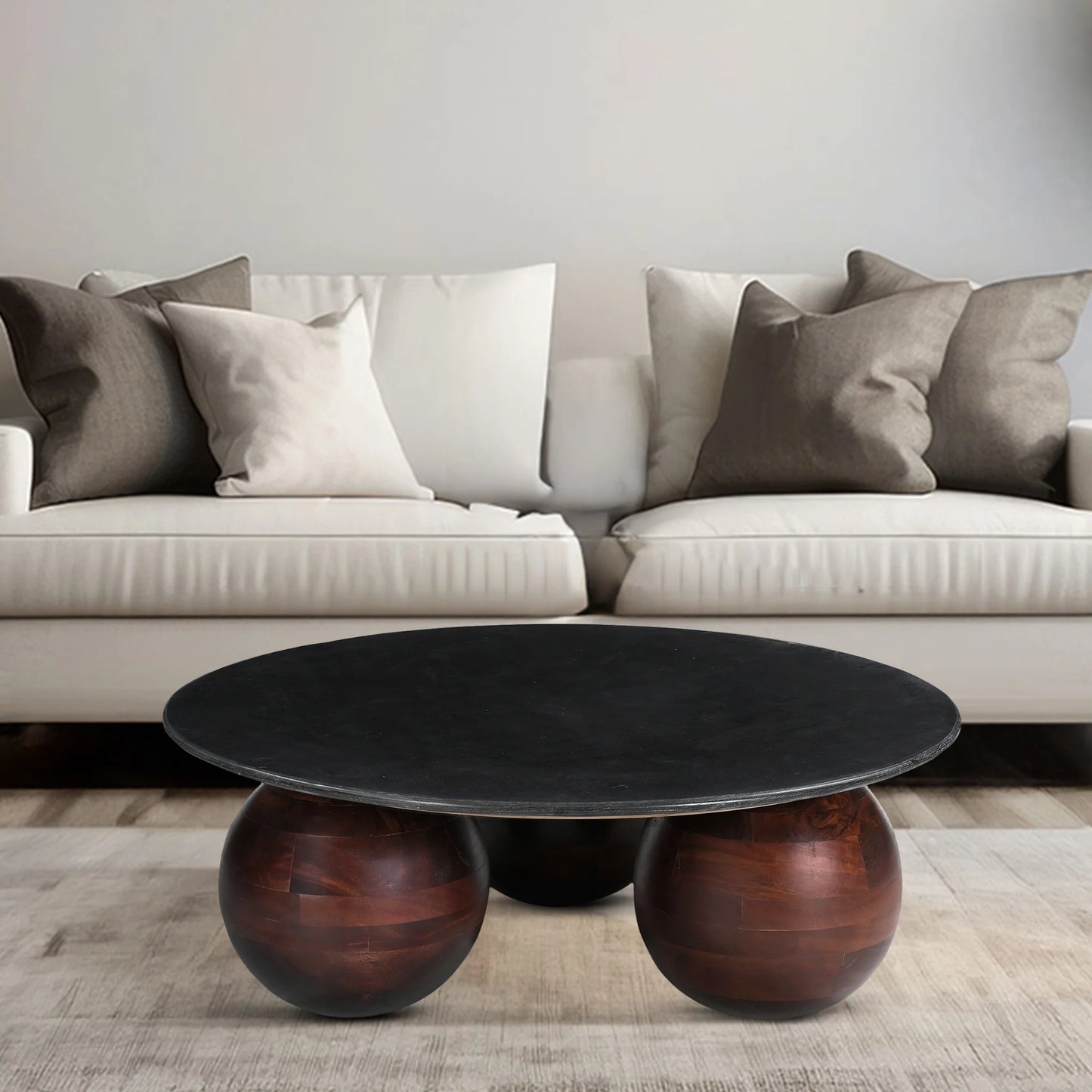 Khloe Sculpted Coffee Table with Marble Top