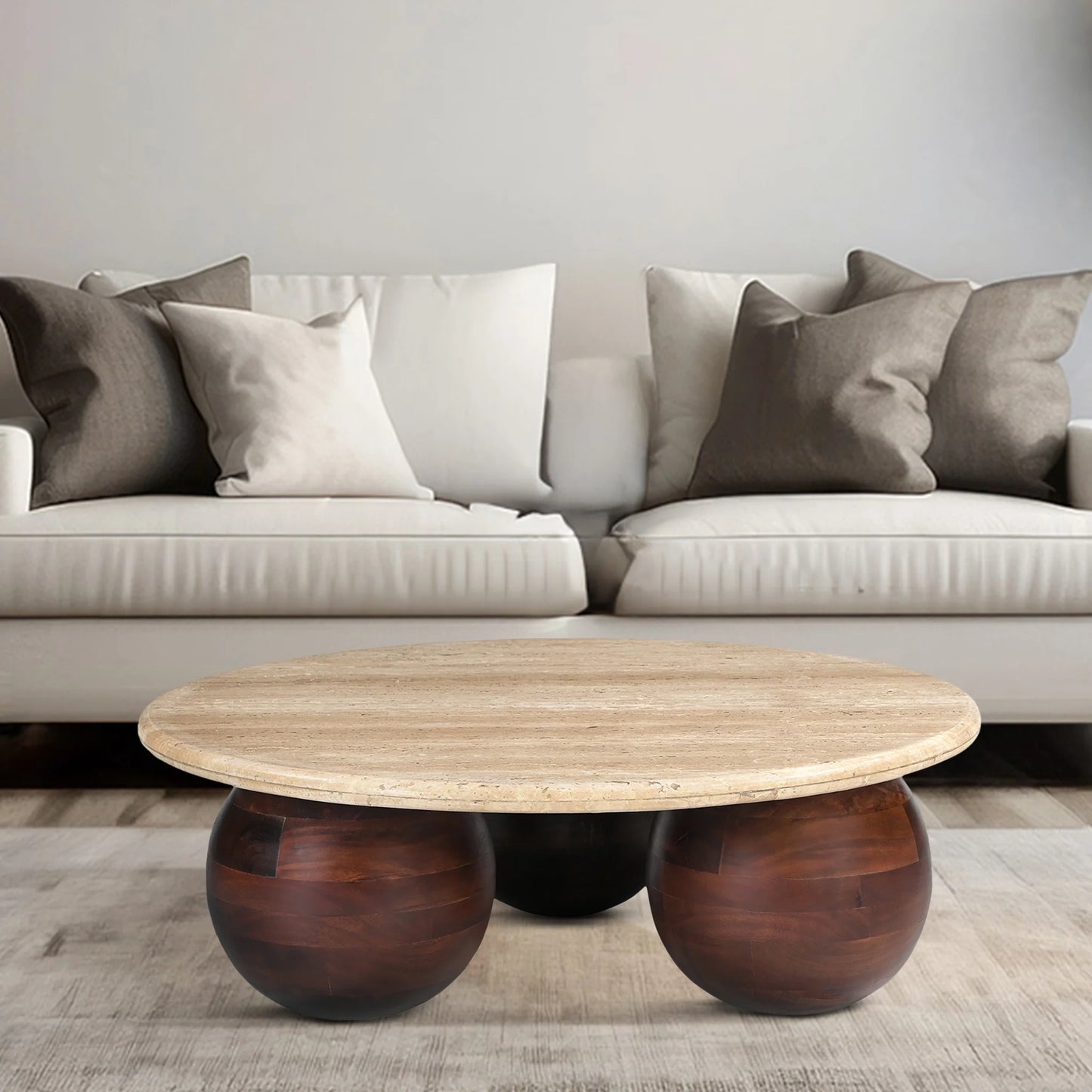 Khloe Sculpted Coffee Table with Marble Top