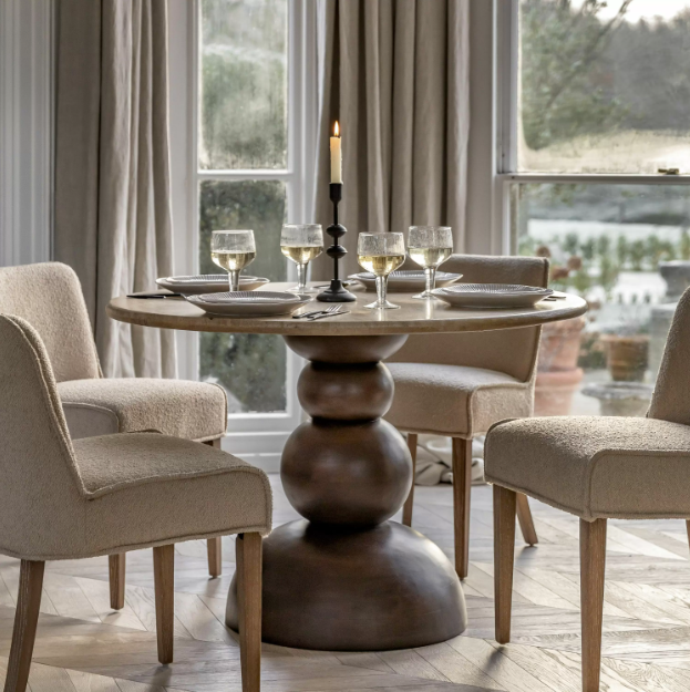 Terre Travertine 4-Seater Round Dining Table 110cm