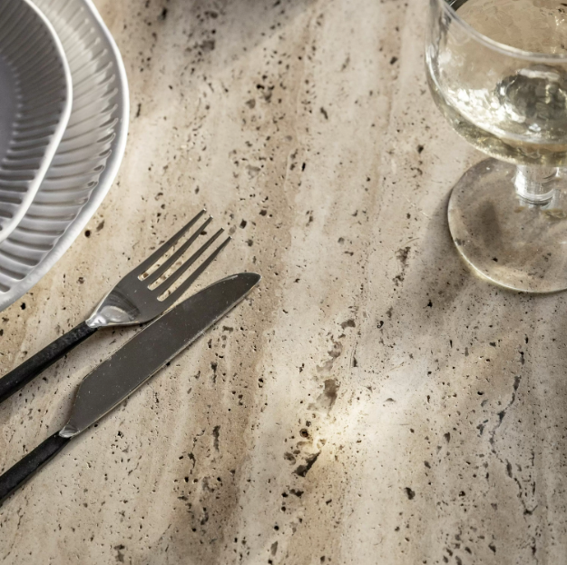 Terre Travertine 4-Seater Round Dining Table 110cm