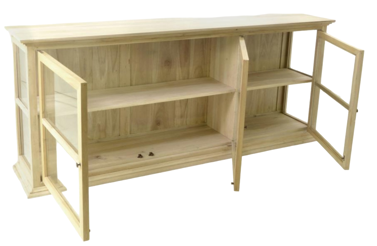 Vintage Style Bleached Sideboard Cabinet 195cm