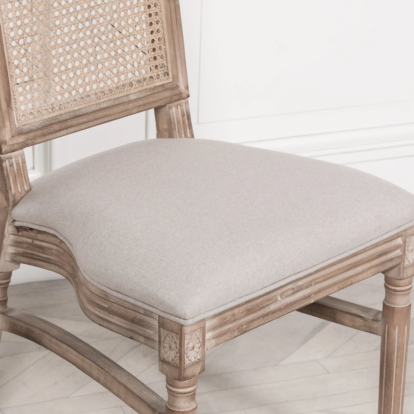 Classic Elegant Cane-Back Dining Chair with Cushioned Seat