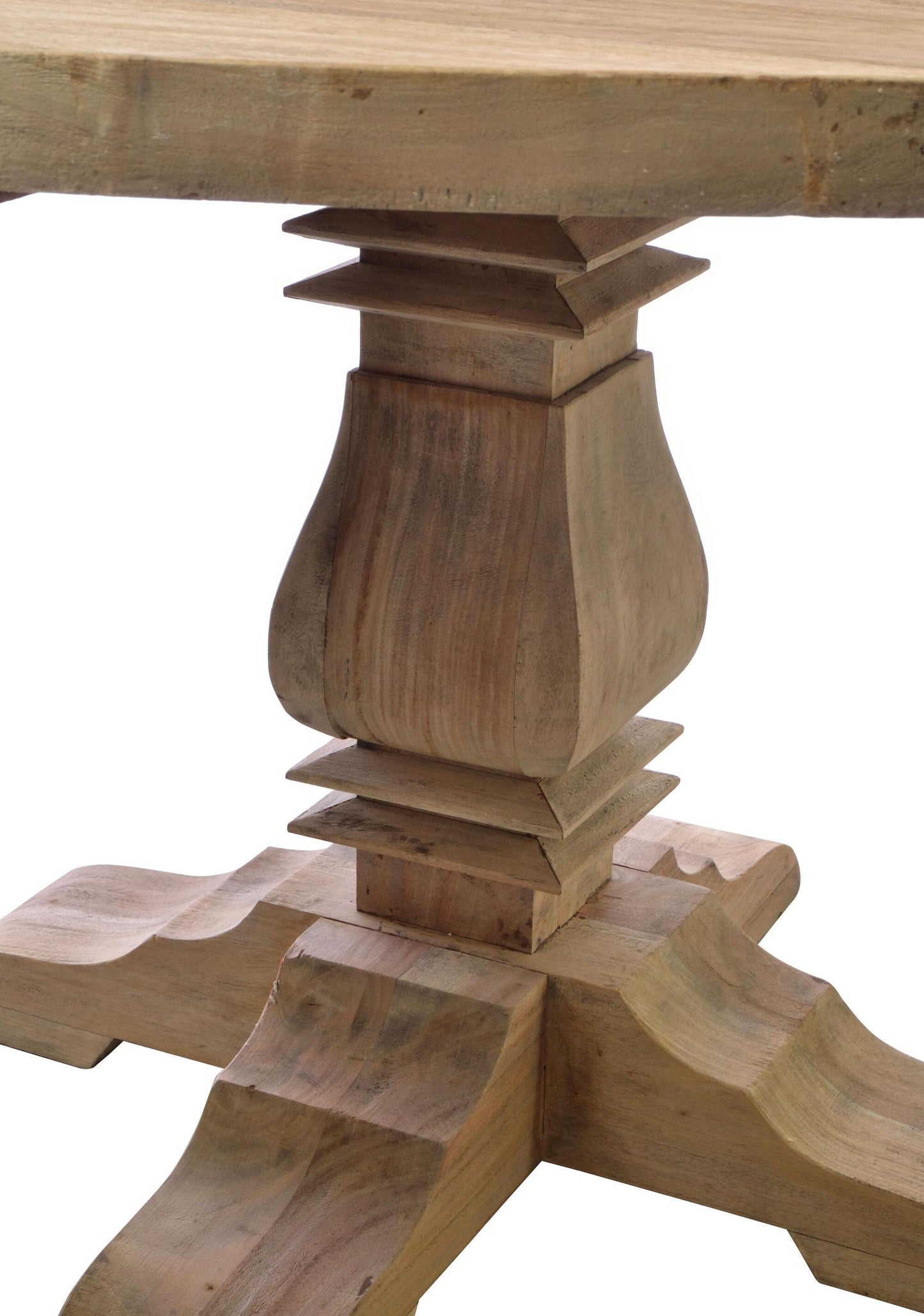 Rustic Round Pedestal Dining Table in Natural Wood 150cm