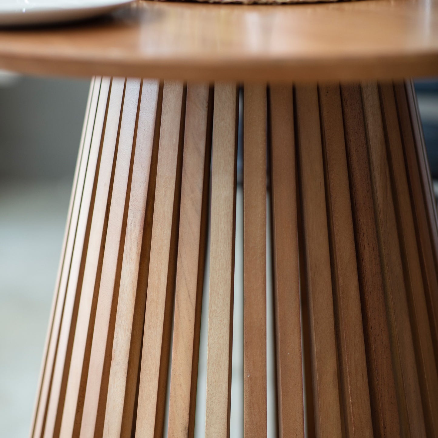 Contemporary Round Slatted Dining Table | 90cm