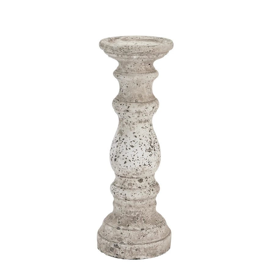 Rustic Speckled Stone Pillar Candle Holder