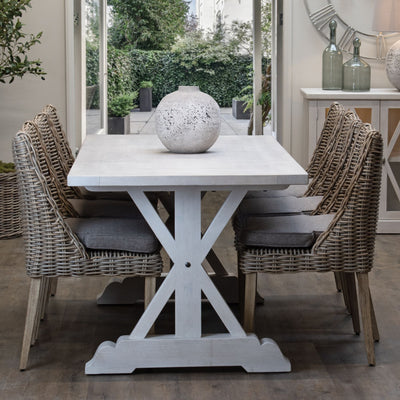 Capri Distressed White Rectangular Dining Table 180cm