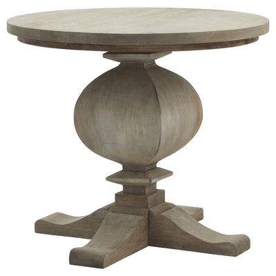 Rustic Bleached Wood Pedestal Side Table