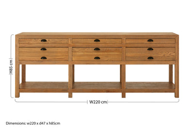 Hemel Natural Oak Sideboard 220cm