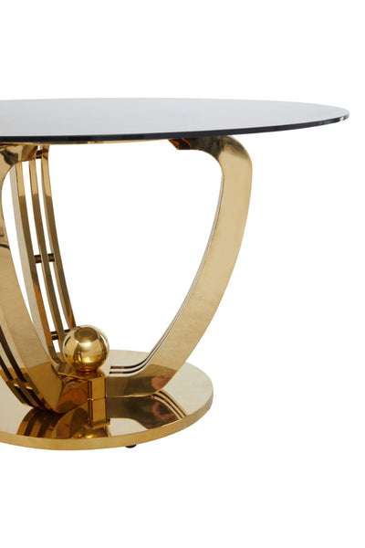 Black and Gold Tempered Glass Round Dining Table 130cm