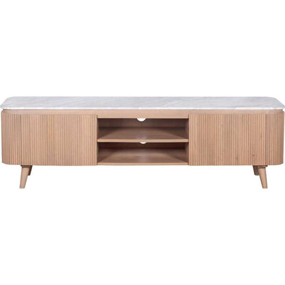 Alva Reeded Media Unit with Marble Top 170cm