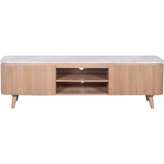 Alva Reeded Media Unit with Marble Top 170cm