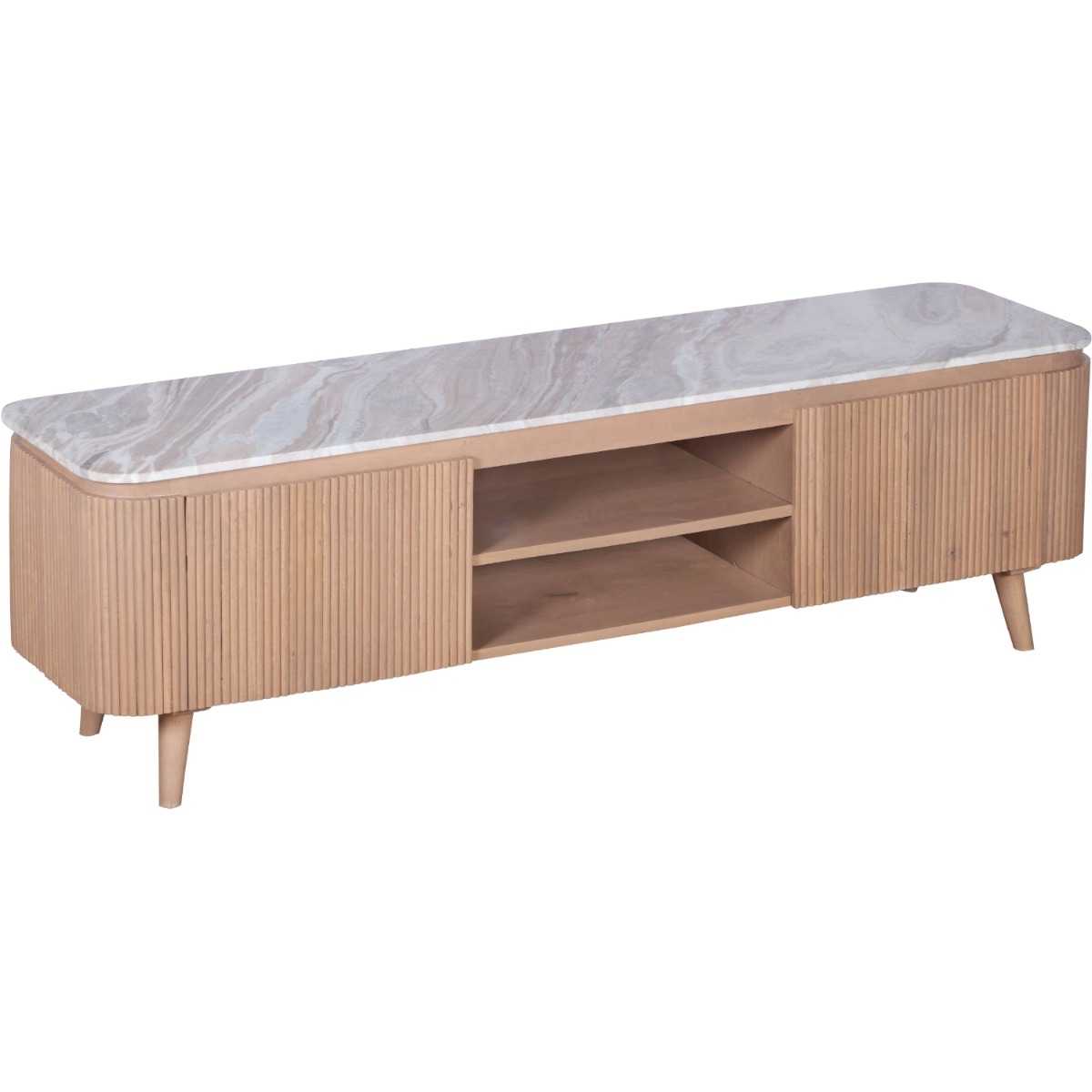 Alva Reeded Media Unit with Marble Top 170cm