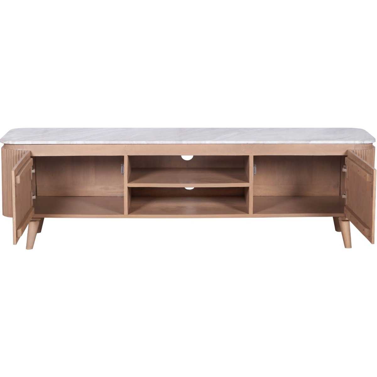 Alva Reeded Media Unit with Marble Top 170cm