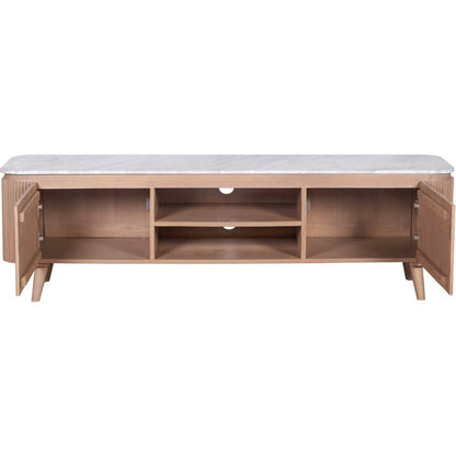 Alva Reeded Media Unit with Marble Top 170cm