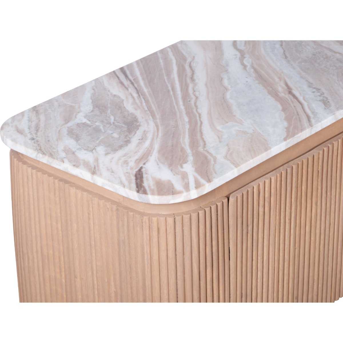 Alva Reeded Media Unit with Marble Top 170cm