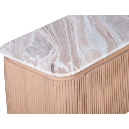 Alva Reeded Media Unit with Marble Top 170cm
