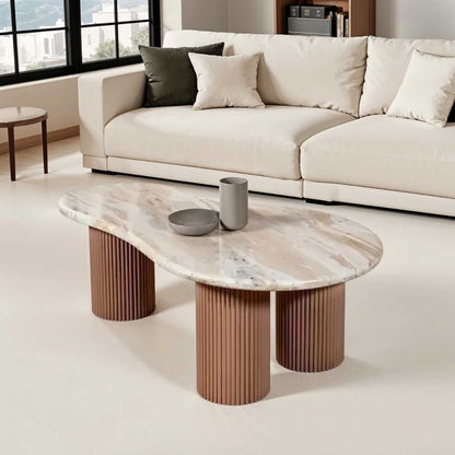 Alva Organic Shaped Coffee Table with Marble Top