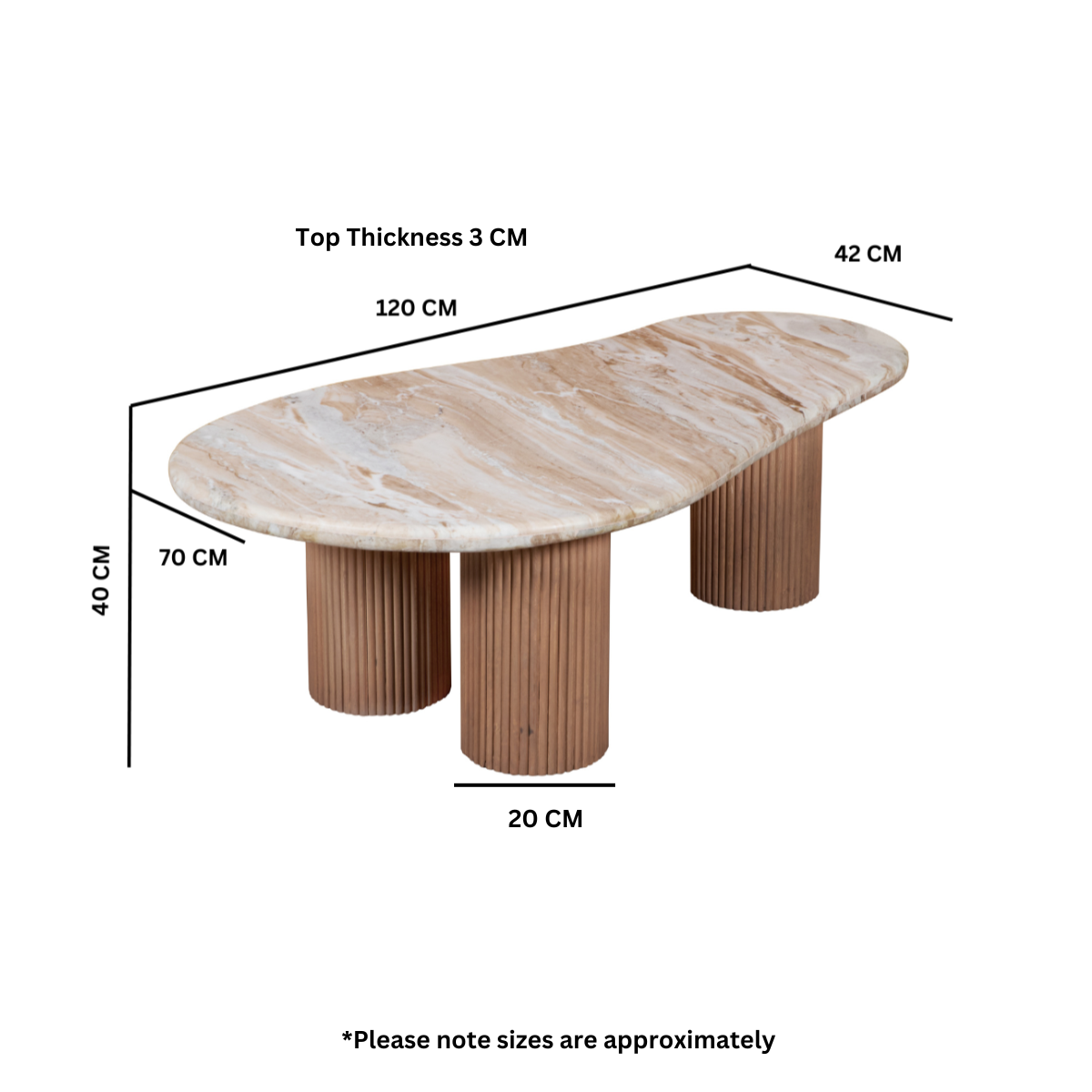 Alva Organic Shaped Coffee Table with Marble Top