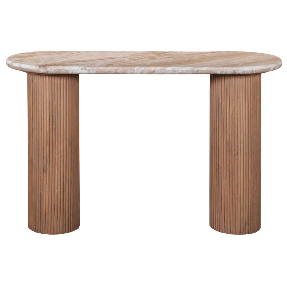 Alva Oval Reeded Pedestal Console Table with Marble Top 120cm
