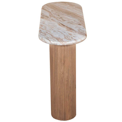 Alva Oval Reeded Pedestal Console Table with Marble Top 120cm
